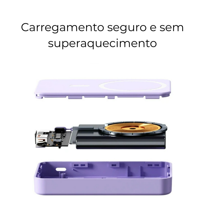 power bank 10000mAh com suporte, carregador portátil com couro, power bank com carregamento rápido 22.5W, carregador magnético 15W, power bank com tela digital, carregador portátil com suporte retrátil, power bank compatível magsafe, carregador com entradas múltiplas, carregador com suporte integrado, power bank para viagens e trabalho
