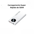 power bank 80000mAh 120W, carregador portátil com tela digital, power bank com cabos embutidos, carregador rápido para notebook, carregador universal para viagem, power bank com usb-c e micro usb, carregador robusto alta capacidade, carregador com iluminação led, power bank para gamers e profissionais, carregador portátil com carga bidirecional
