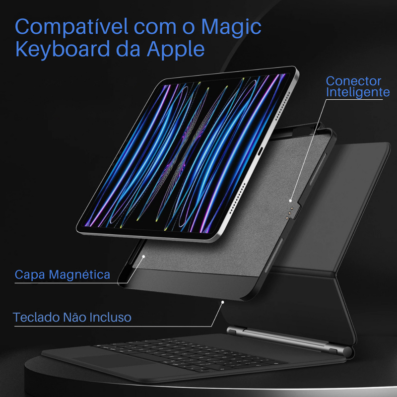 capa magnética ultrafina iPad Pro Air, capa compatível com teclado mágico, case com suporte para Apple Pencil, capa transparente rígida para iPad, capa com carregamento de caneta, capa leve e fina para iPad Pro, acessório minimalista para iPad Air, capa com encaixe magnético inteligente, capa compatível com teclado folio Apple, capa protetora funcional para iPad
