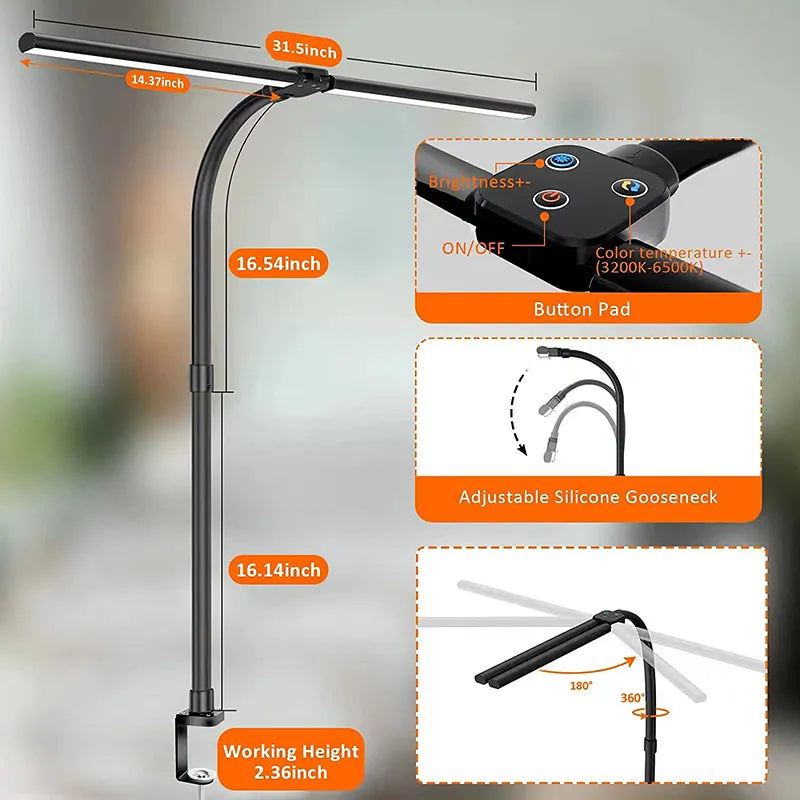 Luminária de Mesa LED Antifadiga Grande Dupla