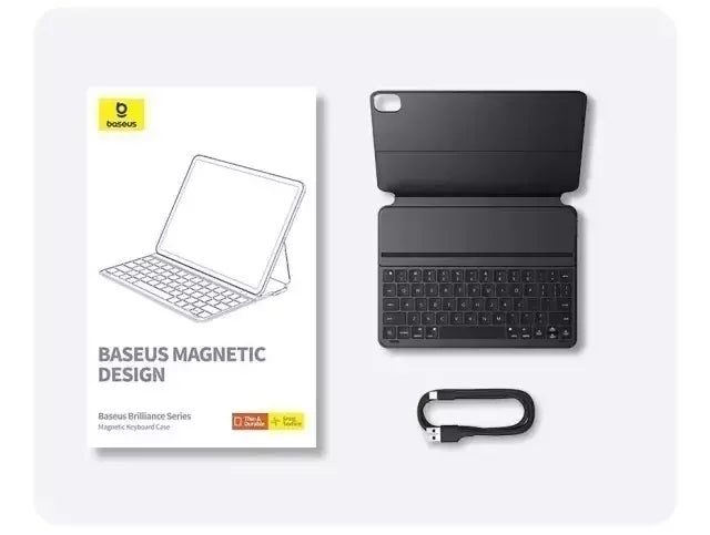 Capa Teclado Magnético para iPad – Proteção com Teclado Sem Fio e Suporte Integrado