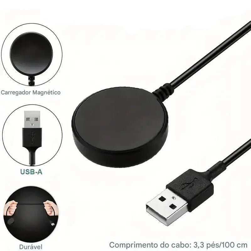 Carregador Magnético Sem Fio para Galaxy Watch – Portátil e Compatível com Diversos Modelos