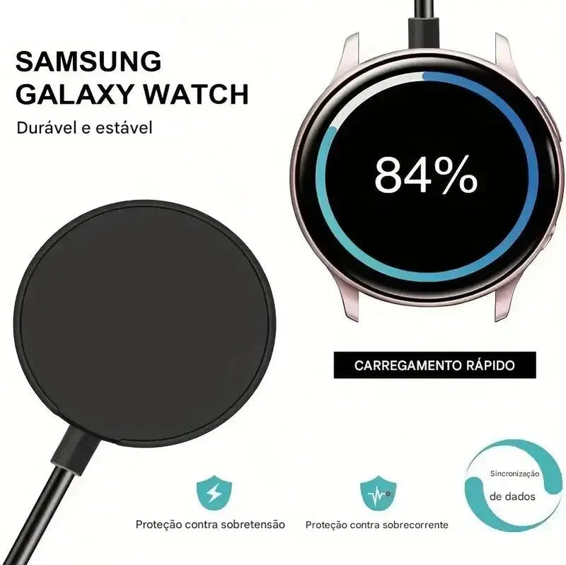 Carregador Magnético Sem Fio para Galaxy Watch – Portátil e Compatível com Diversos Modelos