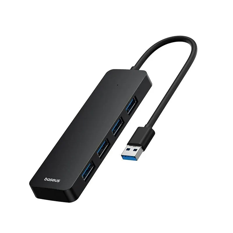adaptador usb 3.0 4 portas, hub usb para notebook e pc, usb hub com alta velocidade, adaptador baseus ultrajoy, hub usb plug and play, adaptador compacto para periféricos, usb 3.0 até 5gbps, hub com cabo de 15cm, adaptador resistente em abs, hub usb para windows e macos
