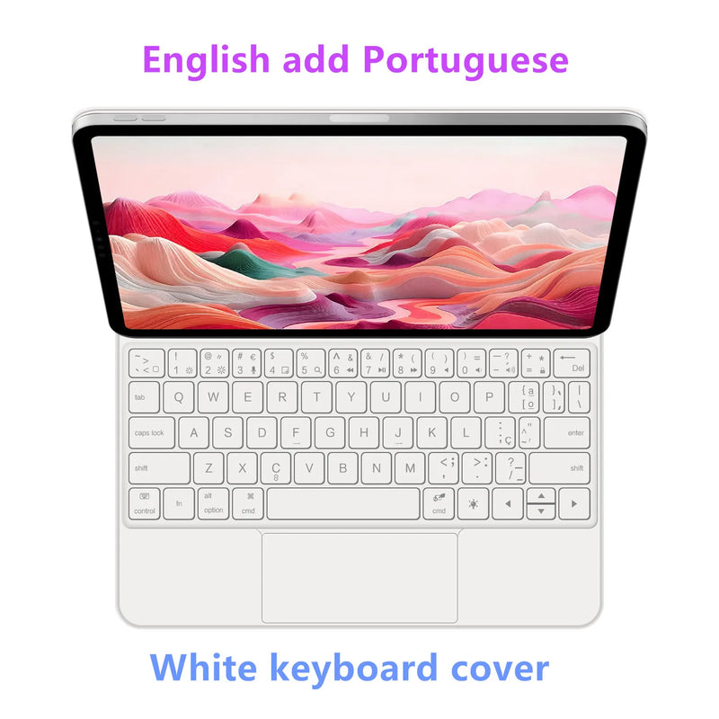 Capa Teclado Magnética  para iPad Air 13" M3/M2 e iPad Pro 12.9" – Com Retroiluminação e Touchbook