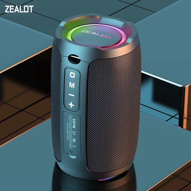 Caixa de Som Bluetooth ZEALOT S49 – Som 360°, 20W, à Prova d’Água e Bateria de Longa Duração