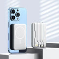 carregador portátil magnético, carregador 10000mAh, power bank com wireless, carregador com cabo integrado, carregador magsafe, carregador para iPhone, carregador para Android, carregador sem fio compacto, power bank minimalista, carregador portátil viagem
