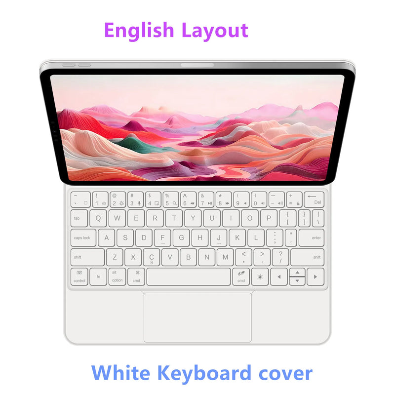 Capa Teclado Magnética  para iPad Air 13" M3/M2 e iPad Pro 12.9" – Com Retroiluminação e Touchbook
