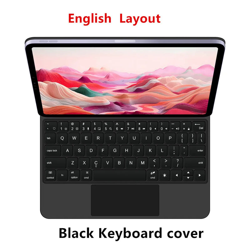Capa Teclado Magnética  para iPad Air 13" M3/M2 e iPad Pro 12.9" – Com Retroiluminação e Touchbook