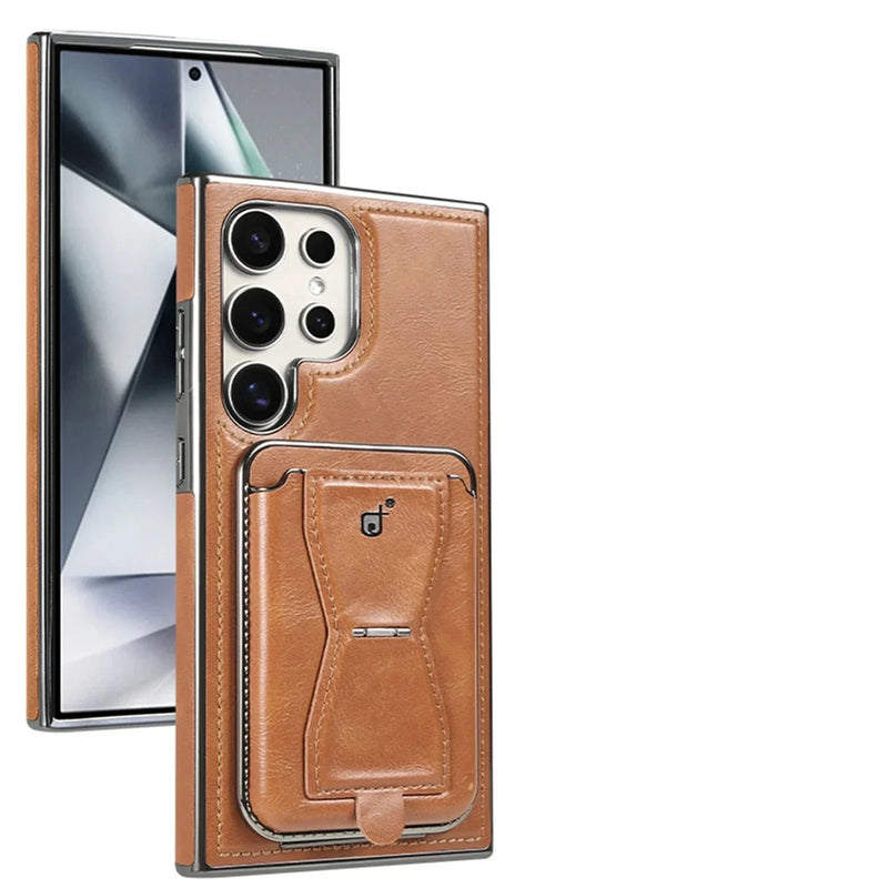 Case LeatherVault – Couro Genuíno + Carteira Magnética