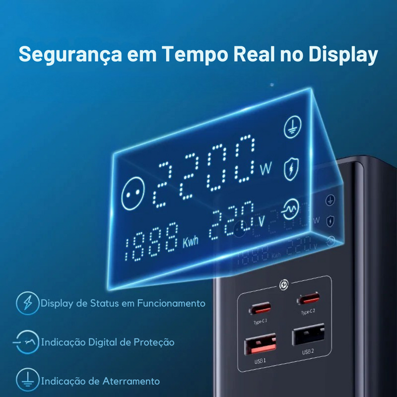 carregador baseus powercombo 7 em 1, carregador rápido com display digital, carregador vertical 35w com ac usb, powercombo com tecnologia gan, carregador com proteção contra surtos, estação de energia compacta usb-c, carregador para escritório e gamer, carregador usb com 9 proteções, baseus com pd qc fcp compatível, carregador múltiplo com tomada integrada
