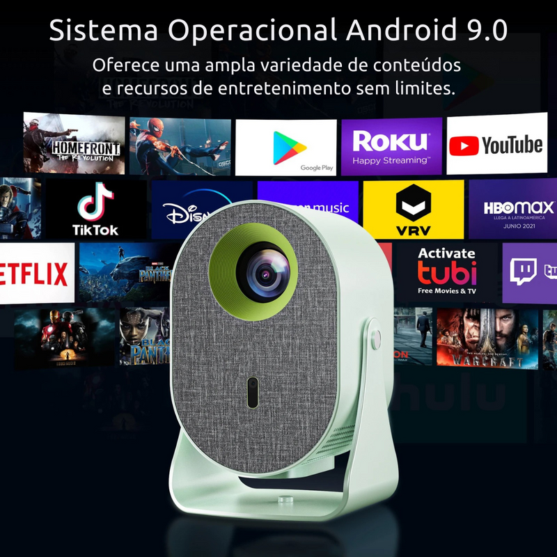 mini projetor portátil 720p hd, projetor com wi-fi 5g e bluetooth, projetor com suporte giratório 90°, projetor com sistema android 9.0, projetor hdmi usb av compatível, projetor com alto-falante embutido 5w, projetor compacto com controle remoto, projetor com correção automática de imagem, projetor portátil para filmes e jogos, projetor com suporte a vídeo 4k
