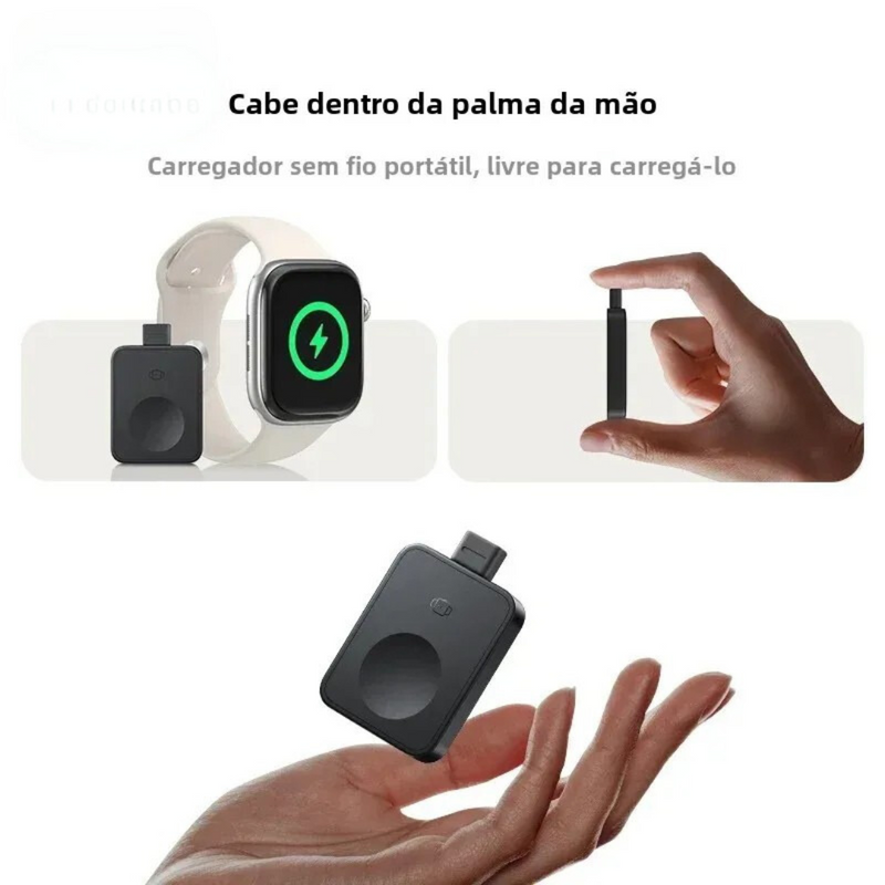 carregador magnético magpro apple watch, carregador sem fio para apple watch s1 a s10, carregador usb-c apple watch se ultra, dock compacto apple watch, carregador portátil magnético apple, carregador 2.5w para apple watch, carregador com encaixe magnético, carregador minimalista para viagens, carregador apple watch rápido e seguro, base de carregamento sem fio apple watch
