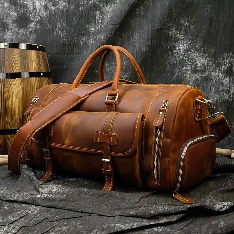 Bolsa de Couro Rústico de Luxo Masculino 35L - Estilo e Funcionalidade