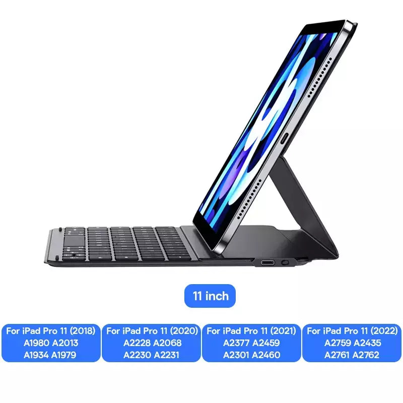 Capa Teclado Magnético para iPad – Proteção com Teclado Sem Fio e Suporte Integrado