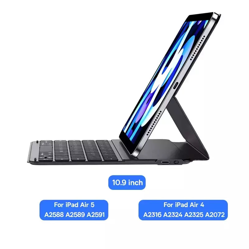 Capa Teclado Magnético para iPad – Proteção com Teclado Sem Fio e Suporte Integrado