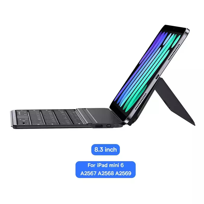 Capa Teclado Magnético para iPad – Proteção com Teclado Sem Fio e Suporte Integrado