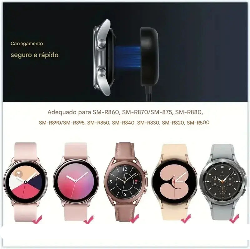 Carregador Magnético Sem Fio para Galaxy Watch – Portátil e Compatível com Diversos Modelos