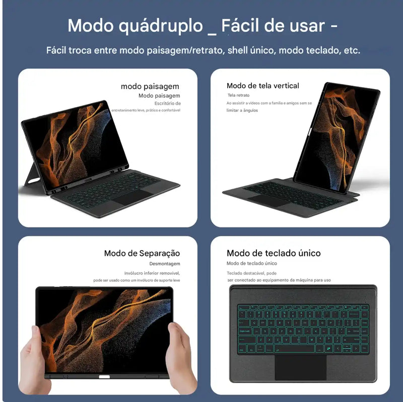 Teclado com Capa para Galaxy Tab Ultra 14.6” – Bluetooth, Touchpad e Luz de Fundo