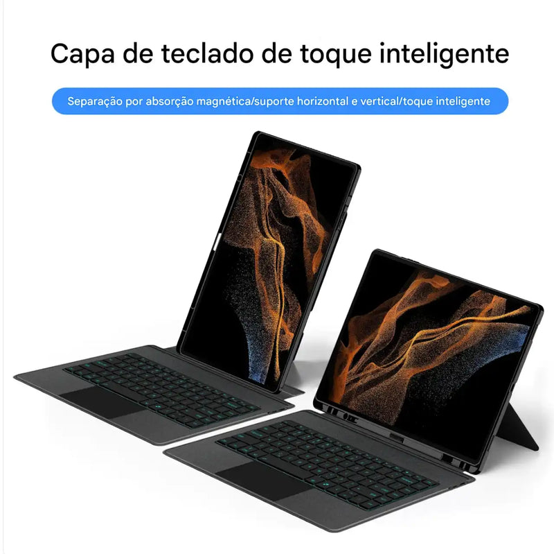 Teclado com Capa para Galaxy Tab Ultra 14.6” – Bluetooth, Touchpad e Luz de Fundo