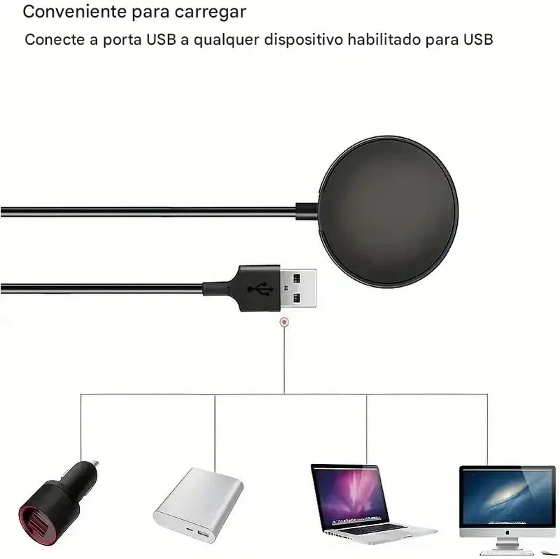 Carregador Magnético Sem Fio para Galaxy Watch – Portátil e Compatível com Diversos Modelos