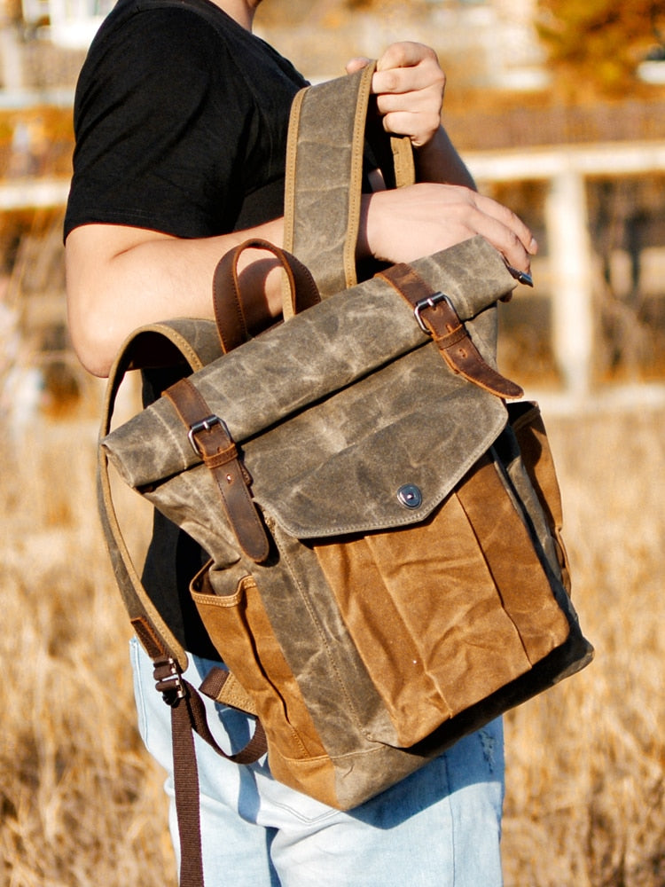 Mochila de Couro Vintage Retrô Estilo Saco