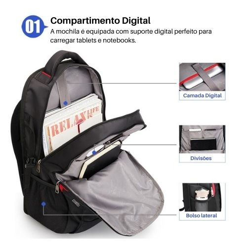 Mochila de Viagem para Notebook Resistente à Água